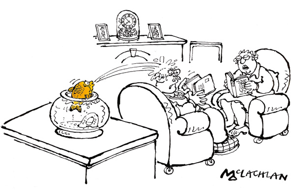 ‘The goldfish wants feeding, dear..’
