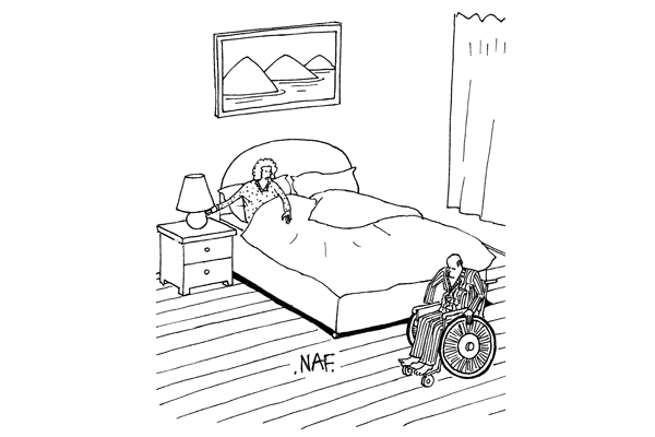 ‘Wake up! You’re sleep-pushing again.’