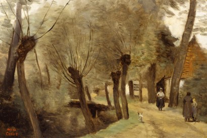 ‘Path bordered with willows near Bethune’, 1874, by Camille Corot