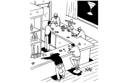 ‘Can you leave, please, sir. This bar specifically caters for the sad, pathetic and lonely.’