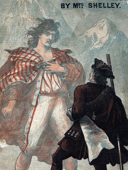 The cover of a popular late-19th-century edition of Mary Shelley’s novel. Frankenstein confronts the monster he has created