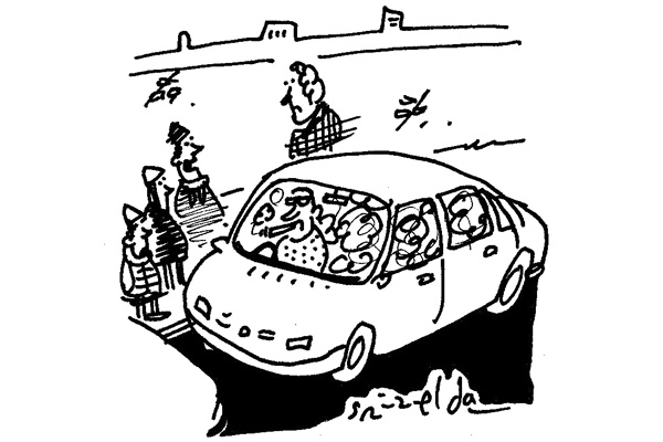 ‘He always makes sure we get out of the car when he wants a fag.’