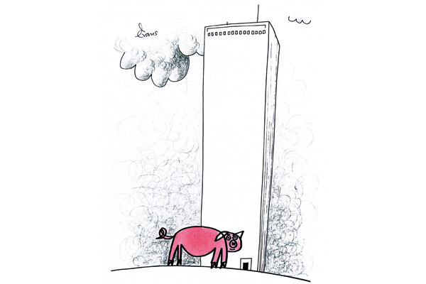 ‘And the fourth little pig, he built his house from glass and steel, left it vacant and waited for values to soar.’