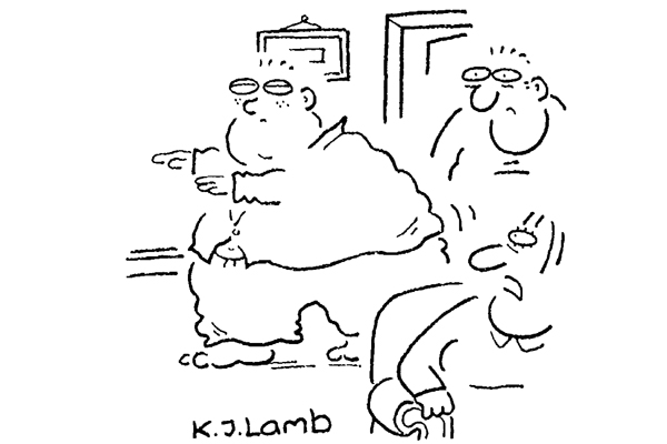 ‘Don’t wake him up — sleepwalking is the only exercise he gets.’