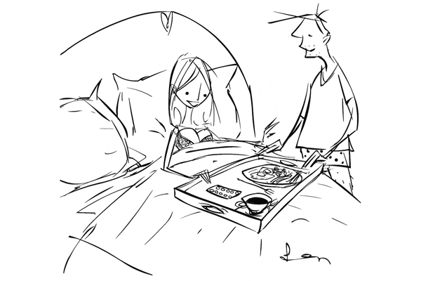 ‘Breakfast in bed… freshly brewed coffee… and the morning-after pill. You really are the perfect boyfriend.’