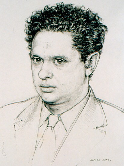 One of three portraits of Dylan Thomas by Alfred Janes