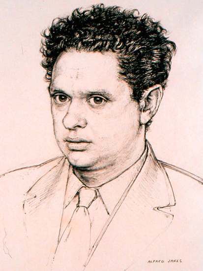 One of three portraits of Dylan Thomas by Alfred Janes