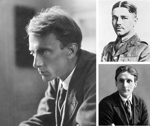 Three of the best: Edward Thomas (left), Wilfred Owen (above right) and Edmund Blunden