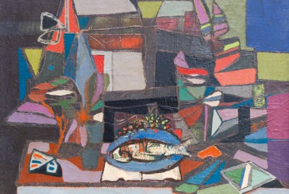 ‘Composition With Fish’ by Jankel Adler, on show at Goldmark Gallery