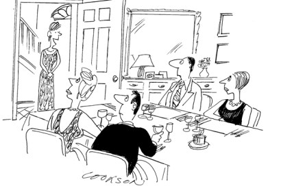 ‘Supper won’t be long — Damien’s just nipped out to the food bank…’