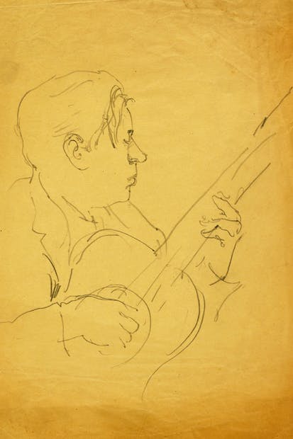 Self-portrait with guitar (c.1952)