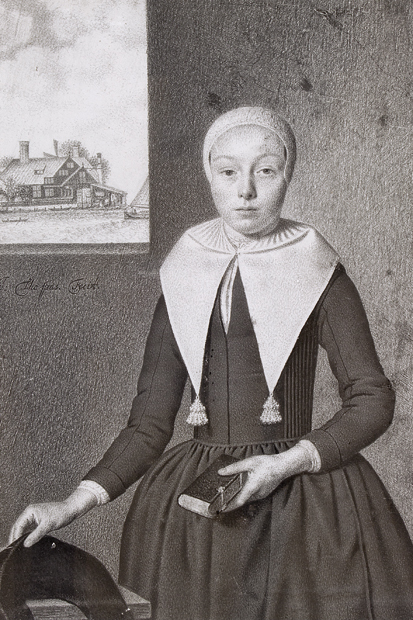 Portrait of a young woman with a bible in her hand by Johannes Thopas, 1680–85