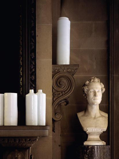 ‘A Sounding Line’ (2006–7). Detail of de Waal’s 66 porcelain vessels in white and celadon glazes, Chatsworth House, Derbyshire