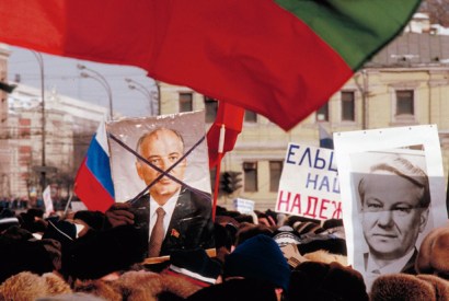 An anti-Soviet rally in Moscow, February 1991: Gorbachev’s reforms resulted in the rise of his nemesis, Yeltsin