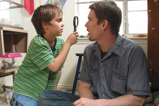 Naturalistic: Ellar Coltrane and Ethan Hawke as Mason, junior and senior