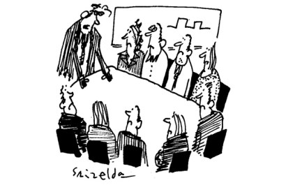 ‘I’ve called this meeting to shout at you all…’