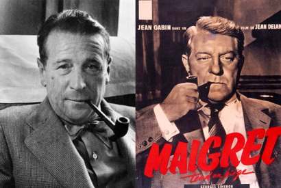 Georges Simenon aged 30 (left) and Jean Gabin (right) in the 1958 film Maigret Tend un Piège — to be shown as part of a season of Maigret films at the Barbican, London (4–26 October). For details visit www.barbican.org.uk.