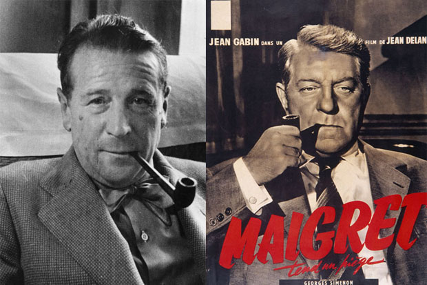 Georges Simenon aged 30 (left) and Jean Gabin (right) in the 1958 film Maigret Tend un Piège — to be shown as part of a season of Maigret films at the Barbican, London (4–26 October). For details visit www.barbican.org.uk.