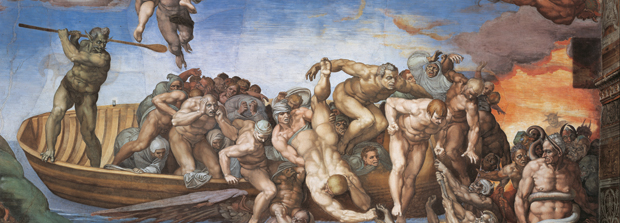Detail of ‘The Last Judgment’, 1535–1541, from the ‘Sistine Chapel (Cappella Sistina)’ by Michelangelo