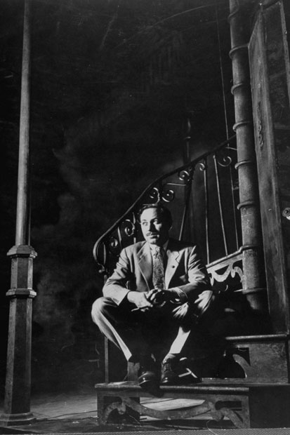 Tennessee Williams on the stage set of A Streetcar Named Desire (1947)