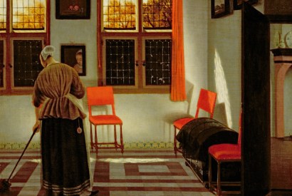 Sweeping away evidence: where in those calm, tile-floored 17th-century rooms can we even glimpse a spittoon? ‘Dutch Interior’ by Pieter Janssens Elinga