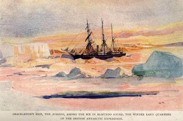 Shackleton’s ship the Nimrod in the ice at McMurdo Sound