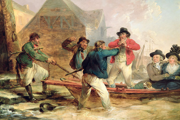 ‘There was great danger of being kidnapped by licensed thugs and turned into a not-so-jolly Jack Tar’ George Morland’s ‘The Press Gang’ (1790s)