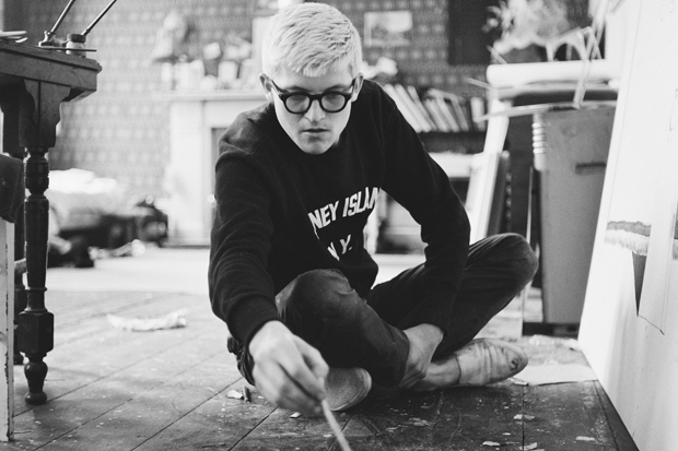 David Hockney at work in his studio, c.1967