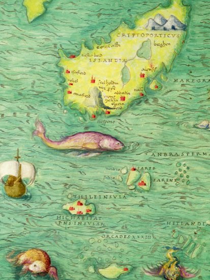 Iceland, depicted in a World Atlas of 1553