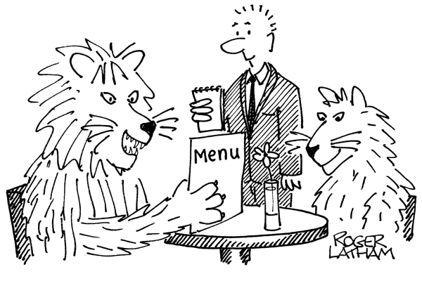 ‘We’ll have the tear’n’share gazelle.’