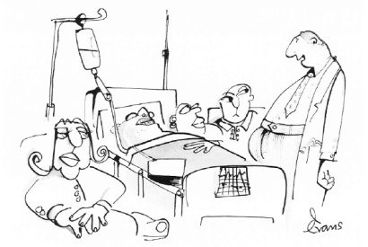 ‘Now does anyone here speak doctor?’