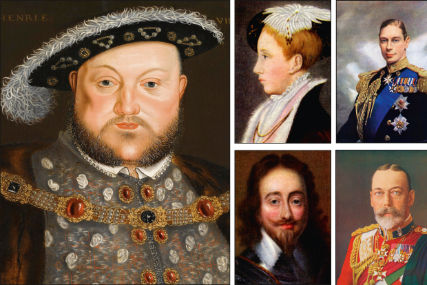 Henry VIII, Edward VI, Charles I, George VI and George V