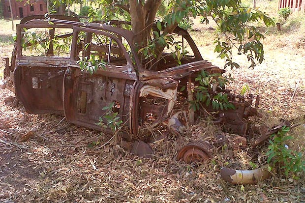 Hope springs eternal: a 1954 Morris Minor at a Catholic mission station in Moipo, South Sudan