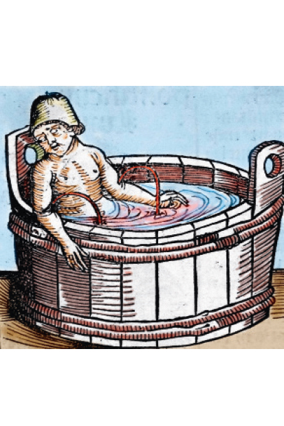 For his supposed involvement in a conspiracy against Nero, Seneca is ordered to commit suicide — as depicted in The Nuremberg Chronicle , 1493