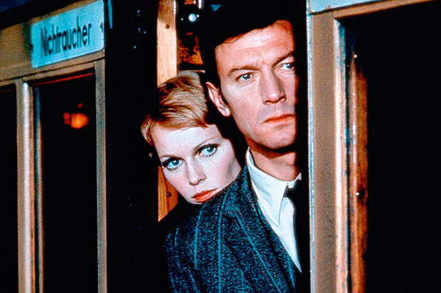 A Dandy in Aspic was made into a successful film in 1968, starring Lawrence Harvey and Mia Farrow (pictured), together with Tom Courtenay and Peter Cook
