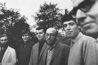Left to right: Piers Paul Read, Derek Marlowe, Peter Bergman and Tom Stoppard, members of Literarisches Colloquium