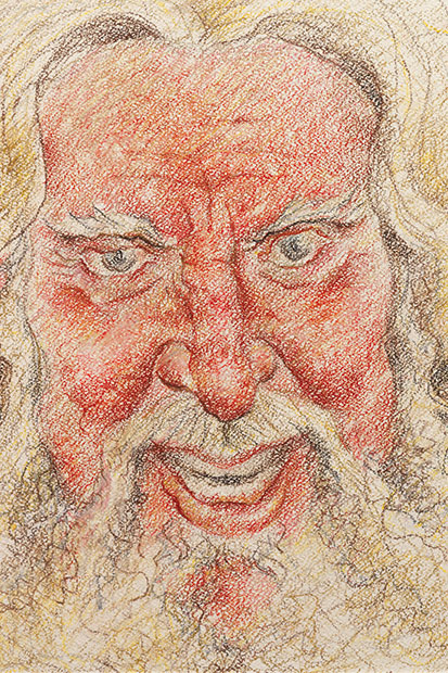 Self-portrait as Falstaff. Sher finds drawing a form of therapy and infinitely preferable to acting