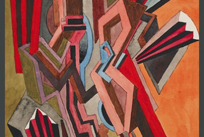 Study for the lost painting ‘Two-Step: abstract design with orange and green background’, 1915, by William Roberts