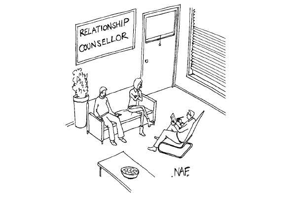 ‘The problems started when we both lost our smartphones and had to talk to each other.’