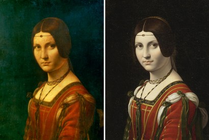 Leonardo da Vinci: ‘La Belle Ferronière’ 1495–1499 (Musée de Louvre, Paris) and (left) Follower of Leonardo da Vinci: ‘La Belle Ferronière’ c. before 1750 (Private Collection)