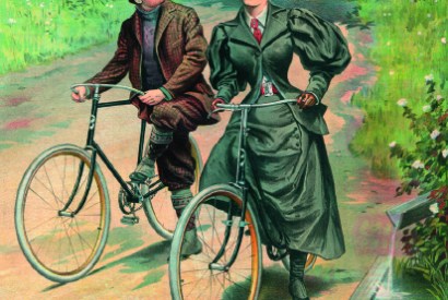 The romance of cycling is suggested in this advertisement for Columbia Bicycles, with its quotation from ‘Lochinvar’