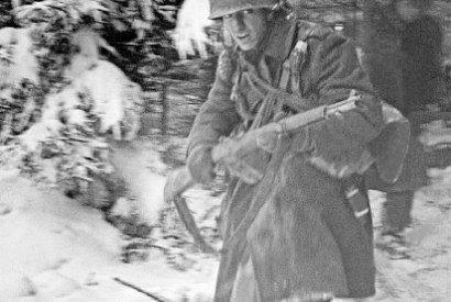 Out of the woods: American forces attack a German machine gun post, December 1944. The grim determination of the Allies, whose heroism kept the Germans at bay, helped pave the way for the final Russian advance on Berlin