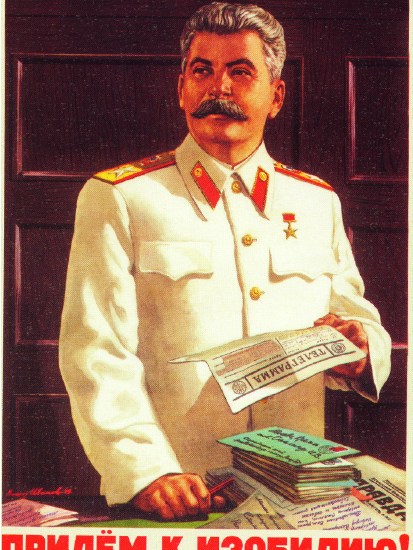 ‘We will achieve abundance’ promises a propaganda poster of 1949. But by 1952 most free Soviet citizens shared the same diet as the inhabitants of the Gulag