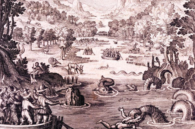 ‘The Discovery of the Large, Rich, Beautiful Empire called Guiana’, from ‘Newe Weld un Americanische Historien’, by Johann Ludwig Gottfried, 1631