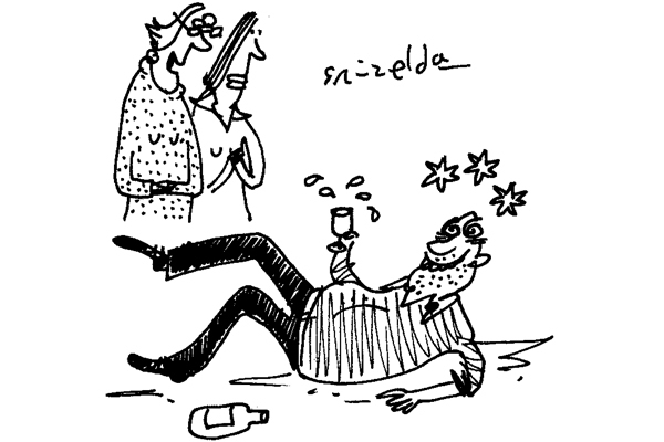 ‘It’s OK, he’s pissed within government guidelines.’