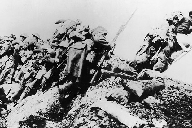 British troops go over the top on 1 July 1916, the first day of the Battle of the Somme