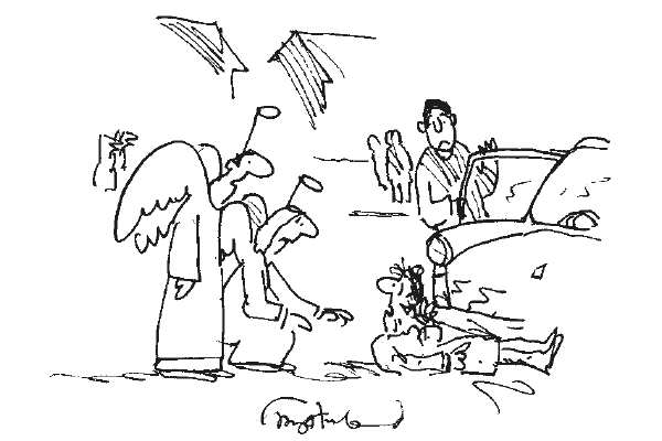 ‘Don’t panic — we’re on our way to a fancy-dress party.’