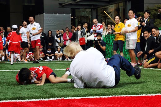 Boris Johnson collides with Toki (Photo: Getty)