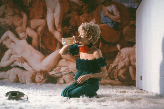 Margit Carstensen as Petra, downing gin and grovelling on her deep-pile carpet, in ‘The Bitter Tears of Petra von Kant’