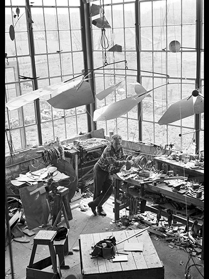 Alexander Calder in his Roxbury studio, 1941